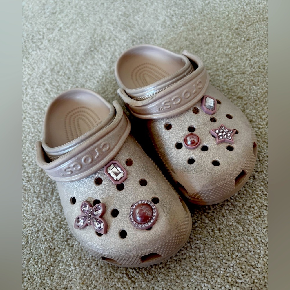 Pink charm crocs